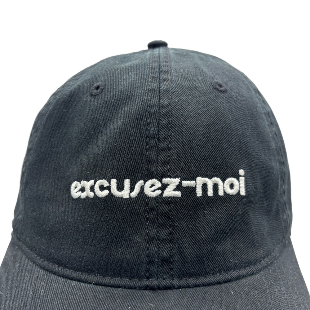 Aerie “Excusez-Moi” Black Embroidered Baseball Cap One Size Adjustable - Picture 4 of 11